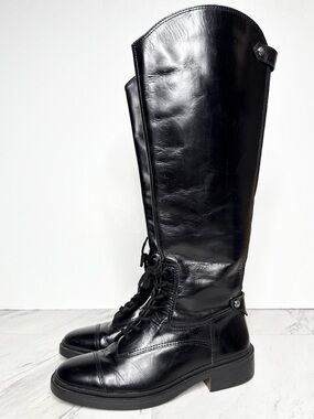 Vince Camuto Sirdola Black Leather Tall Boots 8 1/2 M